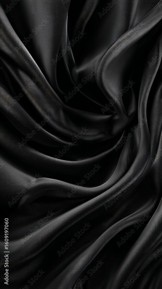 Fototapeta premium Draped Black Fabric With Gold Pattern