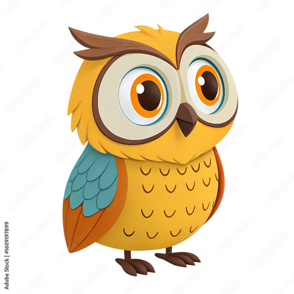 Fototapeta premium A Charming Cartoon Owl on transparent background