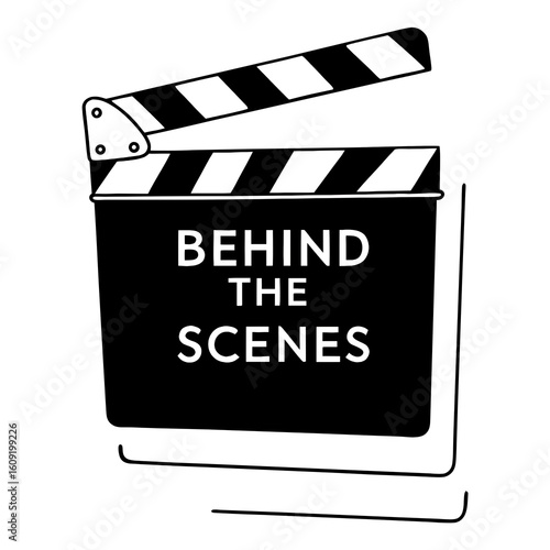 Hand-drawn black and white movie clapboard with 