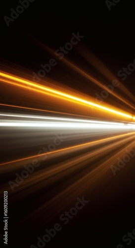 Dynamic Light Trails Illustrating High-Speed Motion and Futuristic Data Flow Across a Dark Digital Landscape