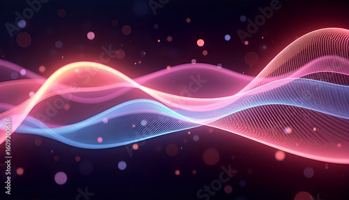 Colorful Neon Light Waveforms Abstract Background