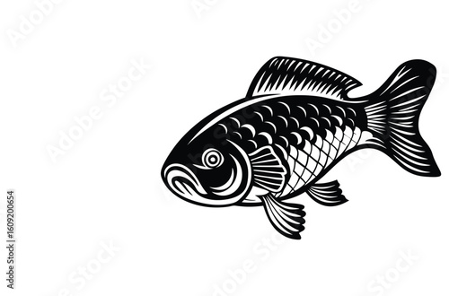 Simple Fish Bowl Illustration with Underwater Plants	