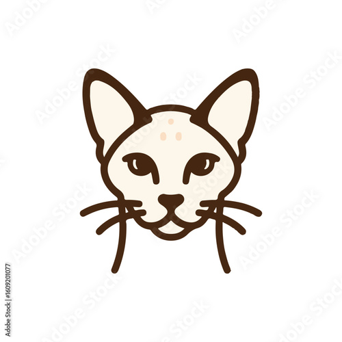 A close-up illustration of a Sphynx cat's face showcasing its unique features and expression