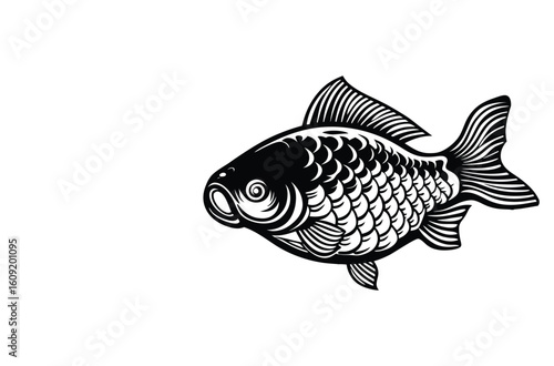 Simple Fish Bowl Illustration with Underwater Plants	