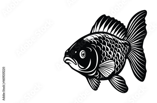 Simple Fish Bowl Illustration with Underwater Plants	
