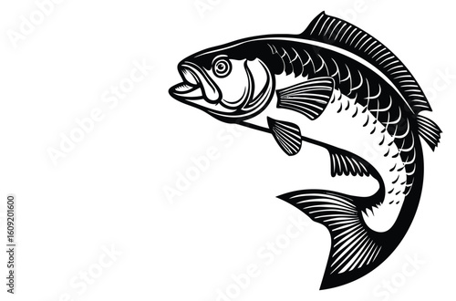 Simple Fish Bowl Illustration with Underwater Plants	