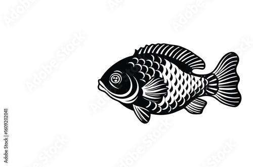 Simple Fish Bowl Illustration with Underwater Plants	