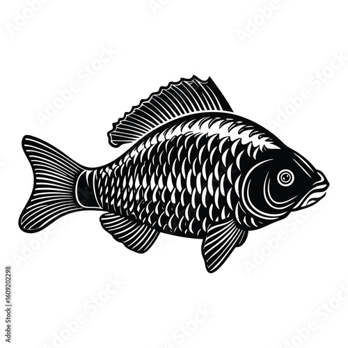 Simple Fish Bowl Illustration with Underwater Plants	