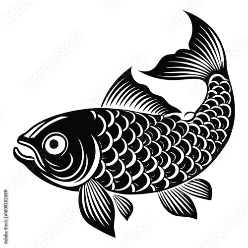Simple Fish Bowl Illustration with Underwater Plants	