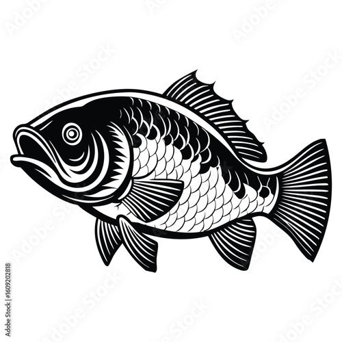 Simple Fish Bowl Illustration with Underwater Plants	