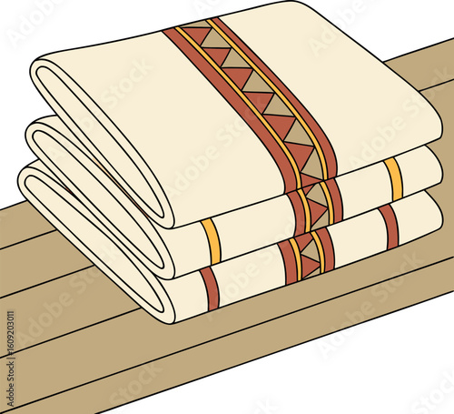  traditional Indian dhoti pants folded neatly vector .