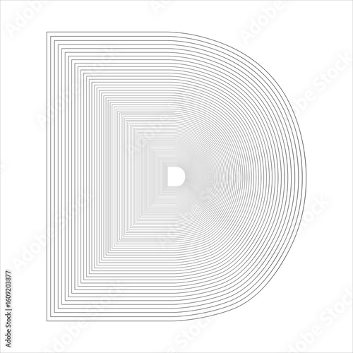 Abstract wavy art line waves pattern d shape halftone of modern technology and science.