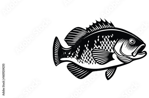 Simple Fish Bowl Illustration with Underwater Plants	