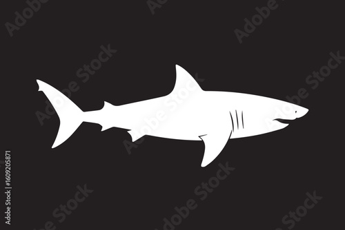 vector shark silhouette clipart in monochrome for aquatic, ocean, and marine biology graphics