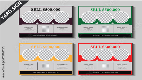 Real estate sale yard sign for street advertising