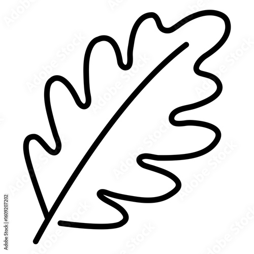 Icono hoja de roble con líneas 