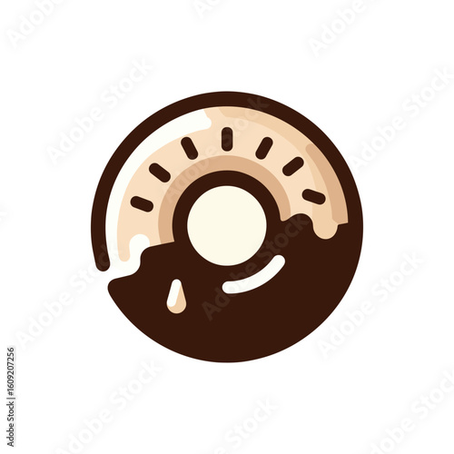 A delicious chocolate-covered donut with a creamy filling, showcasing its glossy glaze and texture