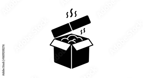 Unboxing surprise package with steaming contents igniting excitement and anticipation for delightful discovery