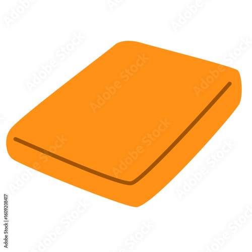 Folded orange exercise mat in flat vector style, perfect for fitness, yoga, stretching, or meditation visuals.