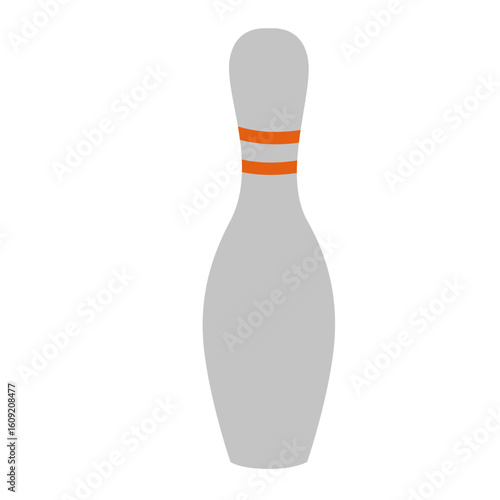 Simple gray bowling pin icon with red stripe, ideal for sports-related artwork, signage, and bowling alley themes.