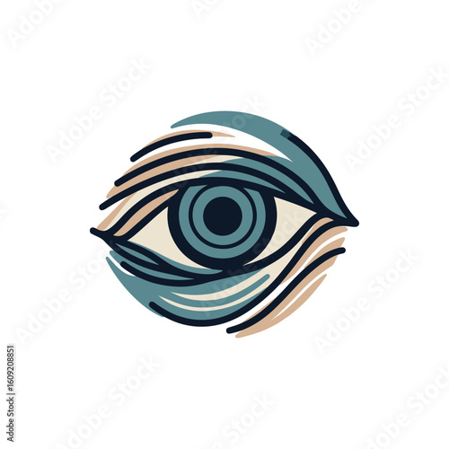 Abstract illustration of an eye with flowing lines, symbolizing vision and perception