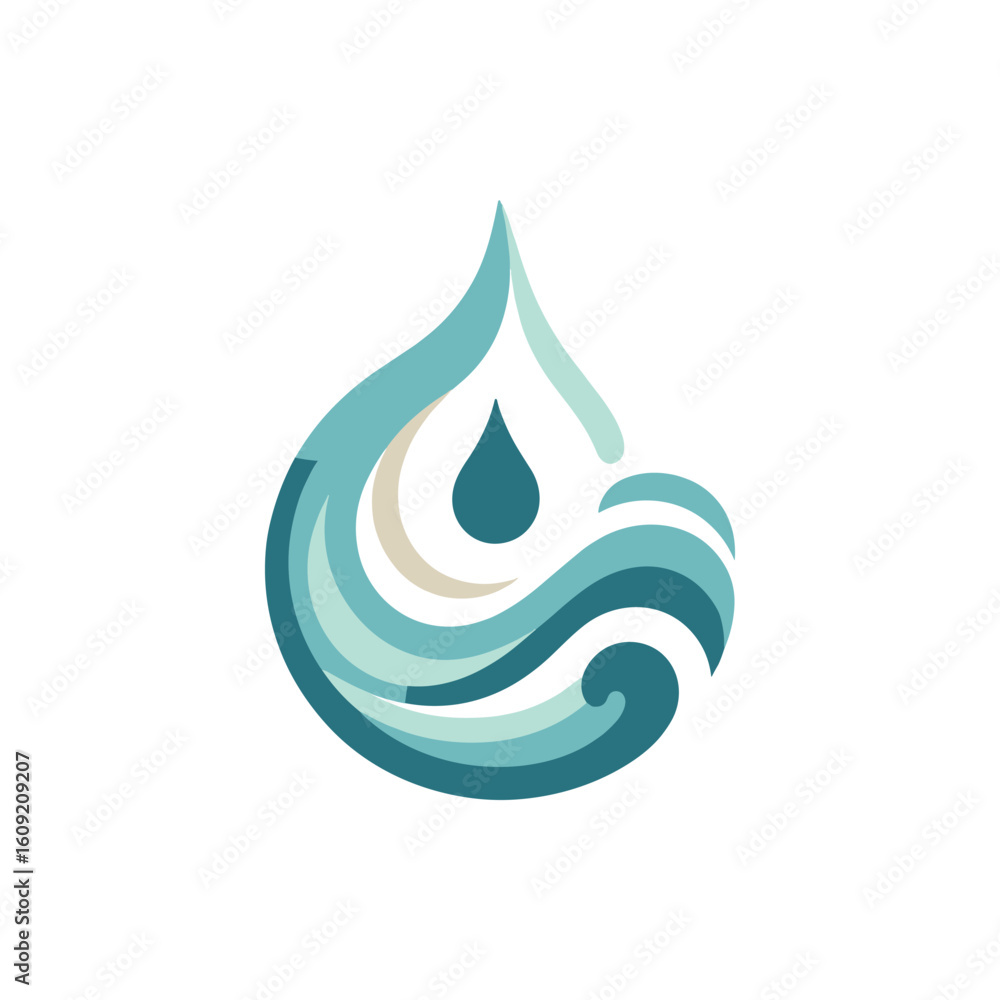Abstract water droplet design with flowing waves, symbolizing purity and nature's essence Abstract water droplet design with flowing waves, symbolizing purity and nature's essence