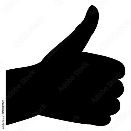 Icono símbolo pulgares arriba. Silueta aislada de mano con el dedo pulgar arriba