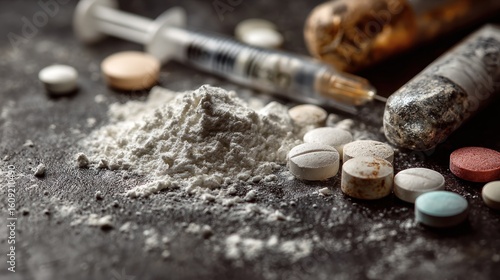 The Dark Side of Addiction: A Close-Up of Drugs and Paraphernalia