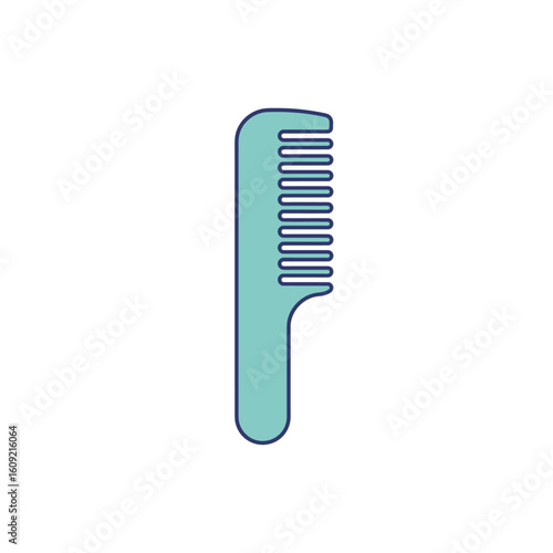 Simple Teal Comb with Blue Outline for Hair Styling