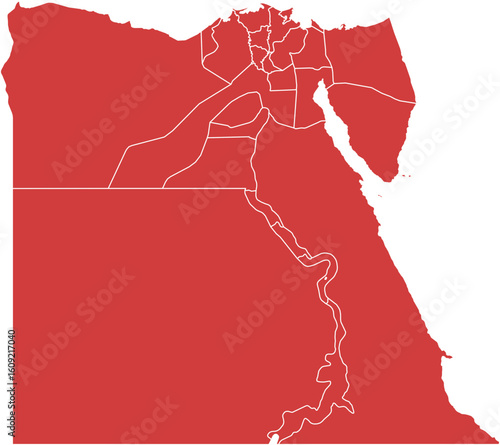 Egypt map. Map of egypt with internal divisions isolated on white background.