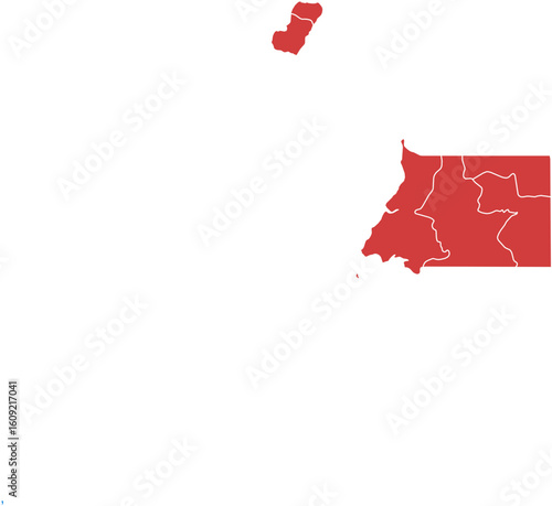 Equatorial Guinea map. Map of equatorial guinea with regions highlighted isolated on white background.
