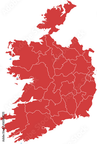 Ireland map. Map of ireland showing administrative divisions isolated on white background.