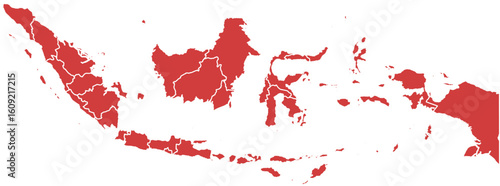 Indonesia map. Map of indonesia with internal borders isolated on white background.