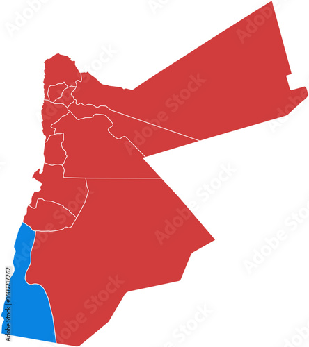 Jordan map. Map of jordan showing administrative divisions isolated on white background.