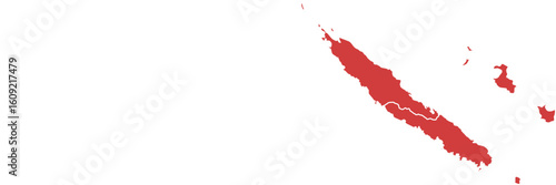 New Caledonia map. Map of new caledonia islands isolated on white background.