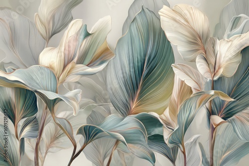 Elegant Floral Leaves Background Design With Pale Colors