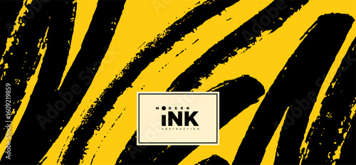 Modern Ink abstract background. Hand-drawn vector illustration featuring bold and expressive brush strokes in a contemporary ink style. Dynamic composition for modern design aesthetics.