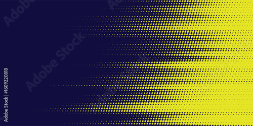 Yellow halftone on blue background. Vector dotted sparkles or halftone shine pattern texture Pop Art Style modern