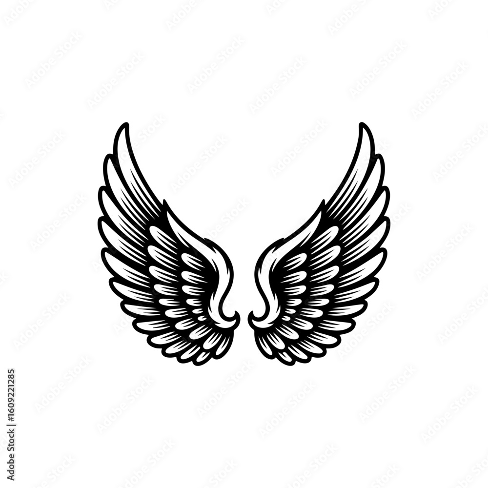 Fototapeta premium Vintage wings isolated on white background. Design elements for logo, label, emblem, sign, brand mark. Vector illustration.