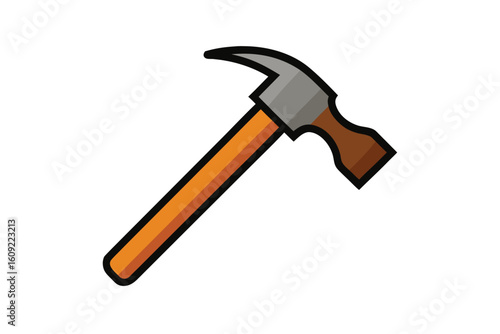 Vector Hammer With Wooden Handle On White Background