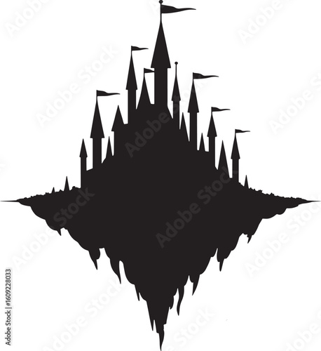 Silhouette Castle Tower Illustration Design Element