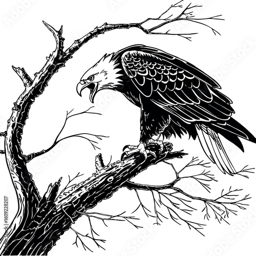 Silhouette of an eagle perched sideways a vector illustration for design use