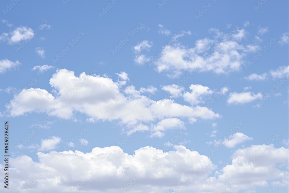Fototapeta premium Bright blue sky with fluffy white clouds.