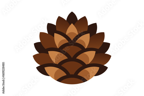 Pinecone Illustration In Brown Tones On White