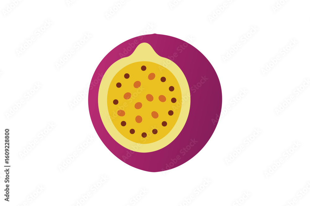 Fototapeta premium Passionfruit Cut In Half Showing Seeds White Background