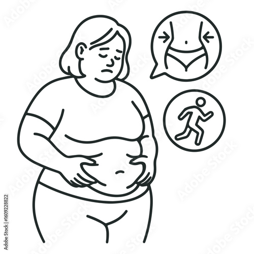 Overweight woman with a dream of a slim body and exercise