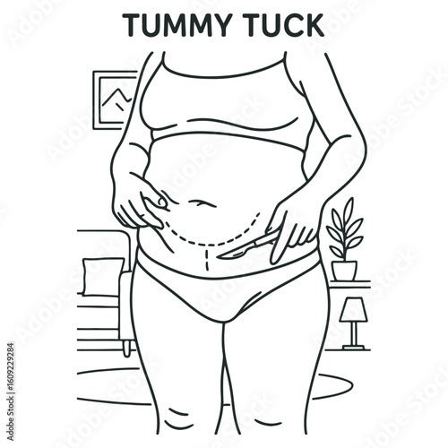 Tummy Tuck Abdominoplasty Procedure Depiction