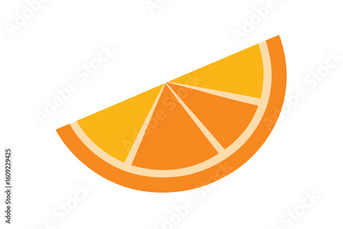 Orange Segment Slice In Bright Flat Style On White Background
