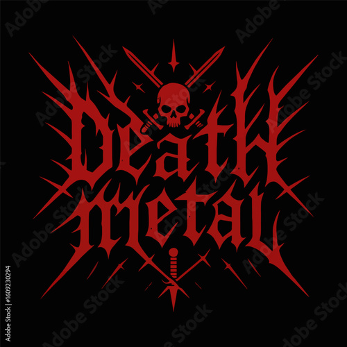 Death metal is a type of heavy metal music. It is characterized by its aggressive and fast-paced sound, often featuring distorted guitars, drums, and bass. Death metal lyrics often deal with dark