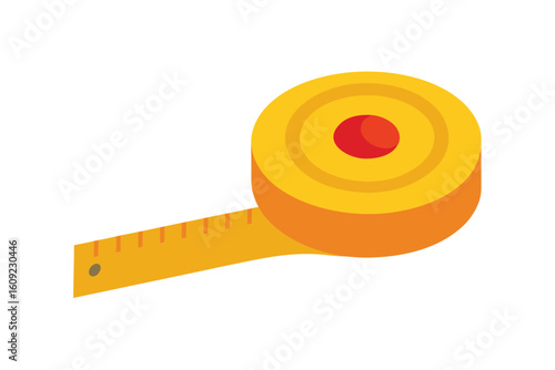Measuring Tape Rolled Out In Cartoon Vector On White Background